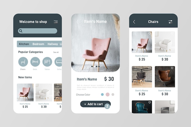 Furniture shopping app set