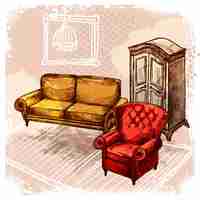 Free vector furniture sketch illustration