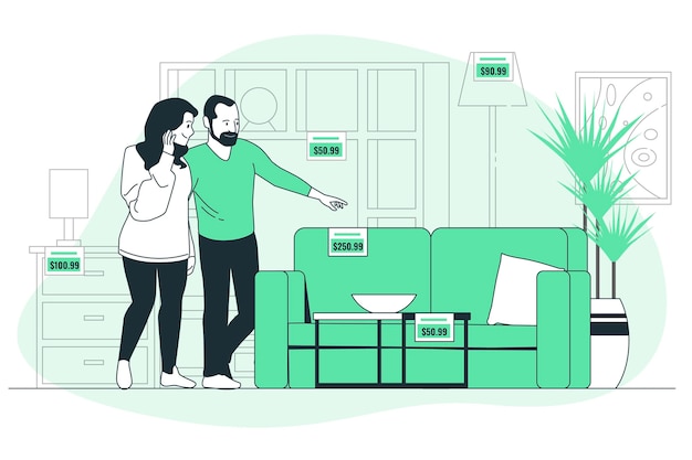 Бесплатное векторное изображение Иллюстрация концепции мебельного магазина