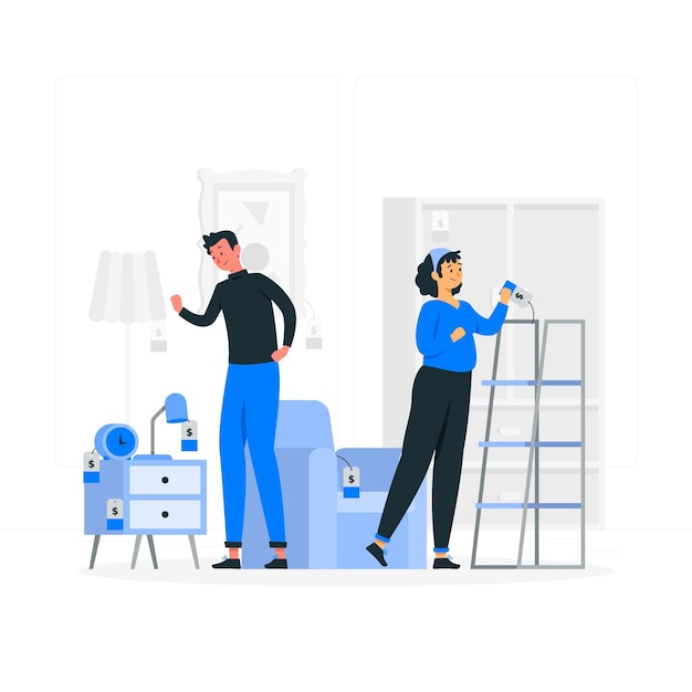 家具店のコンセプトイラスト