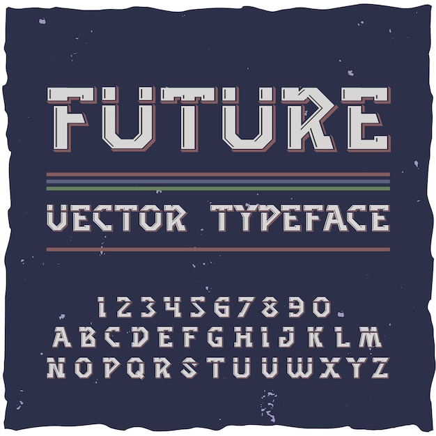 Free vector future alphabet with retrofuturism font elements isolated digits and letters