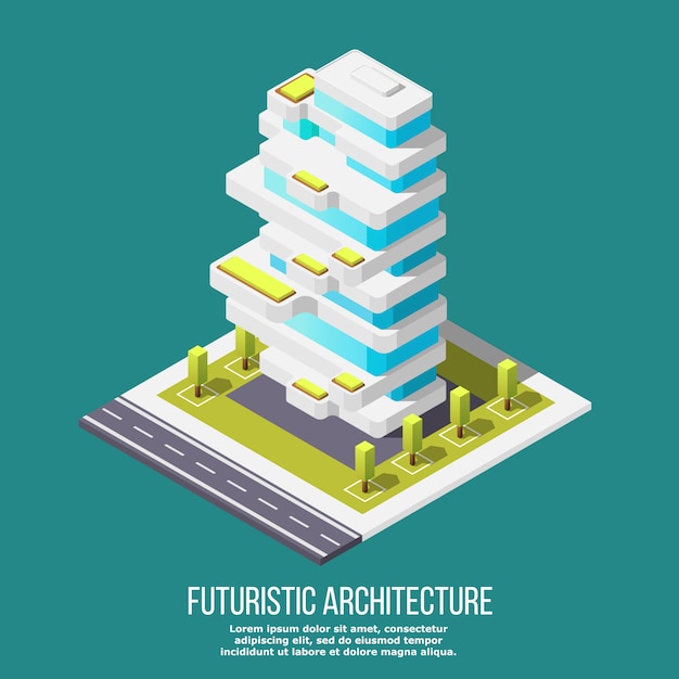 Free vector future architecture isometric