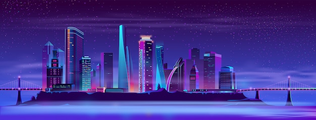 Город будущего на фоне искусственного острова вектор