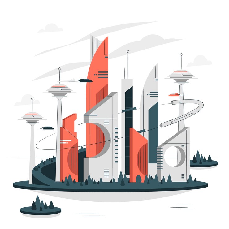 मुफ़्त वेक्टर future city concept illustration