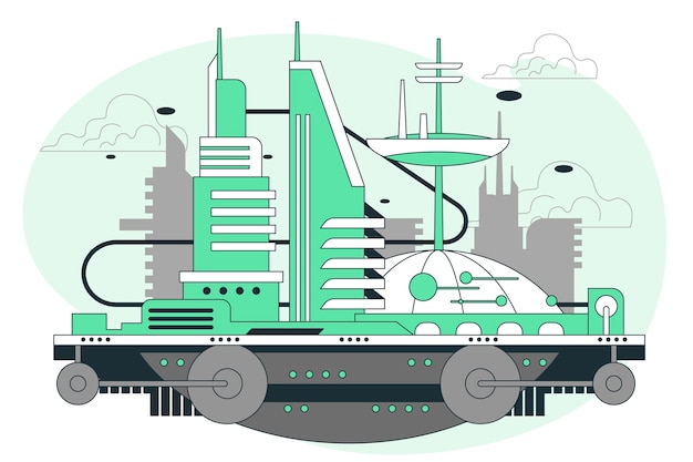 Бесплатное векторное изображение Иллюстрация концепции города будущего