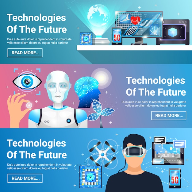 Free vector future technologies banners set