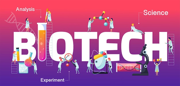 Future technology concept with analysis and experiment symbols isometric