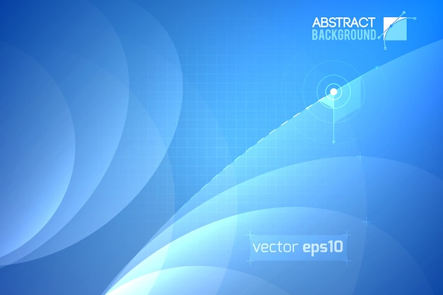 밝은 파란색 그림에 곡선 투명 선과 그리드와 미래의 추상 템플릿