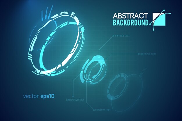 Futuristic abstract template with innovative virtual user interfaces on dark illustration