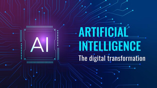 미래의 AI 기술 템플릿 벡터 파괴적인 기술 블로그 배너