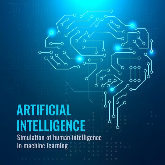 무료 벡터 미래의 ai 기술 템플릿 벡터 파괴적인 기술 소셜 미디어 게시물