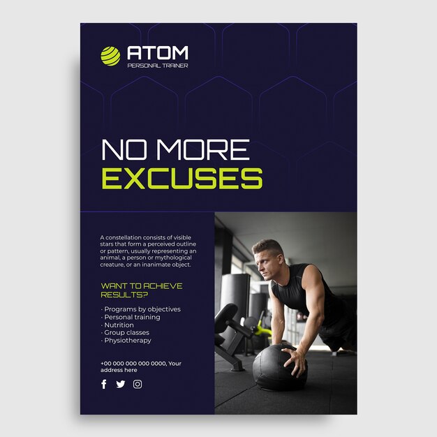 Futuristic atom personal trainer poster
