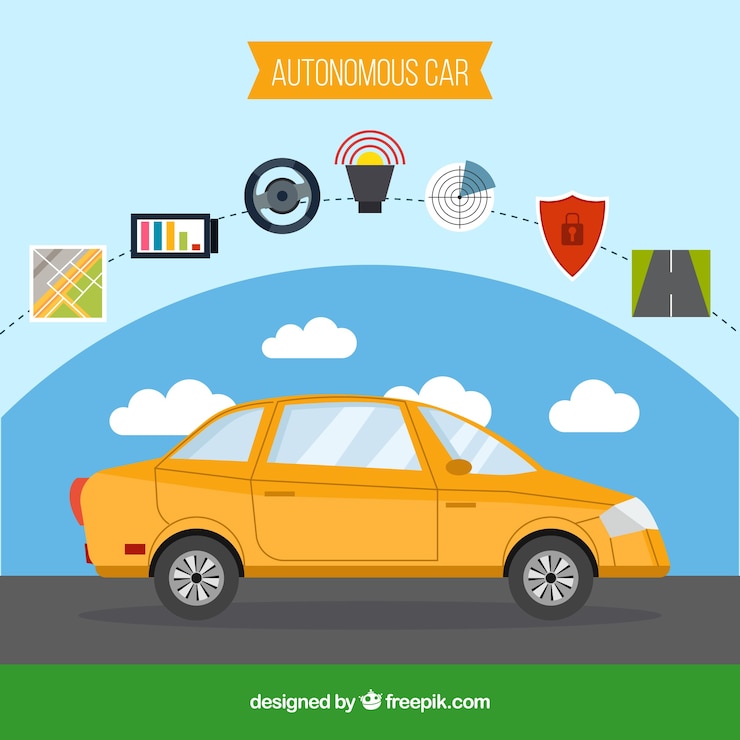 Free Vector futuristic autonomous car with flat design