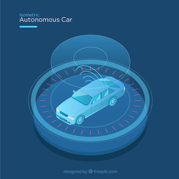 Бесплатное векторное изображение Футуристический автономный автомобиль с плоским дизайном