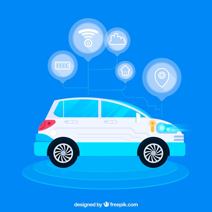 मुफ़्त वेक्टर futuristic autonomous car with flat design