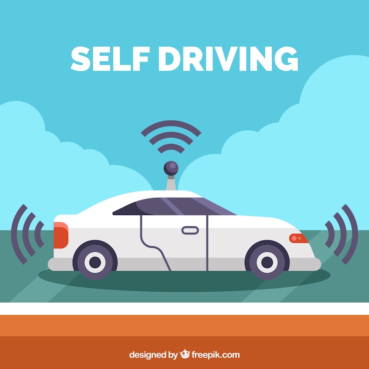 Free Vector futuristic autonomous car with flat design