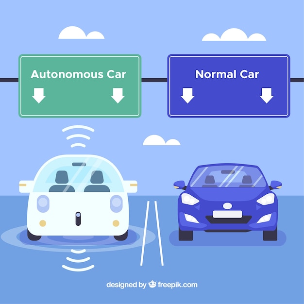 Бесплатное векторное изображение Футуристический автономный автомобиль с плоским дизайном