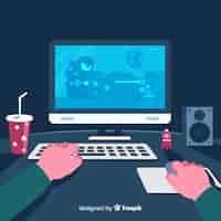 Free vector futuristic background of a computer gamer