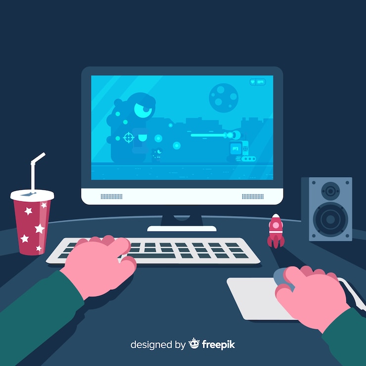 無料Vector コンピューターゲーマーの未来的な背景