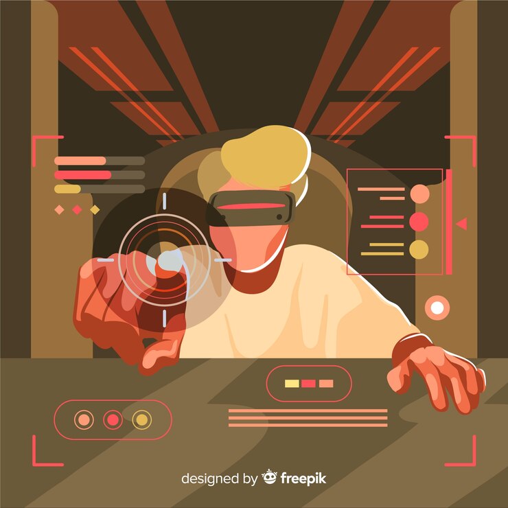 Free Vector futuristic background of a computer gamer