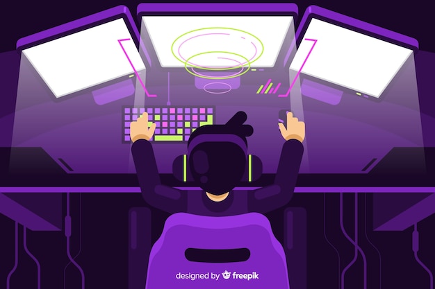 Free vector futuristic background of a computer gamer