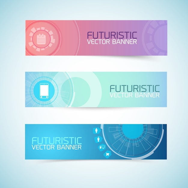 Vettore gratuito set di banner futuristici