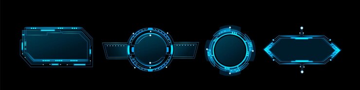 Free Vector futuristic blue frames with neon tech elements