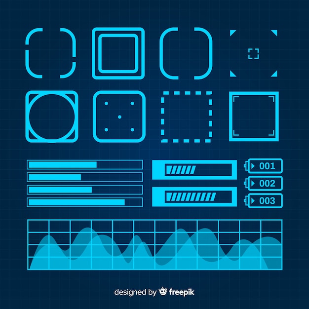 Futuristic blue infographic element collection