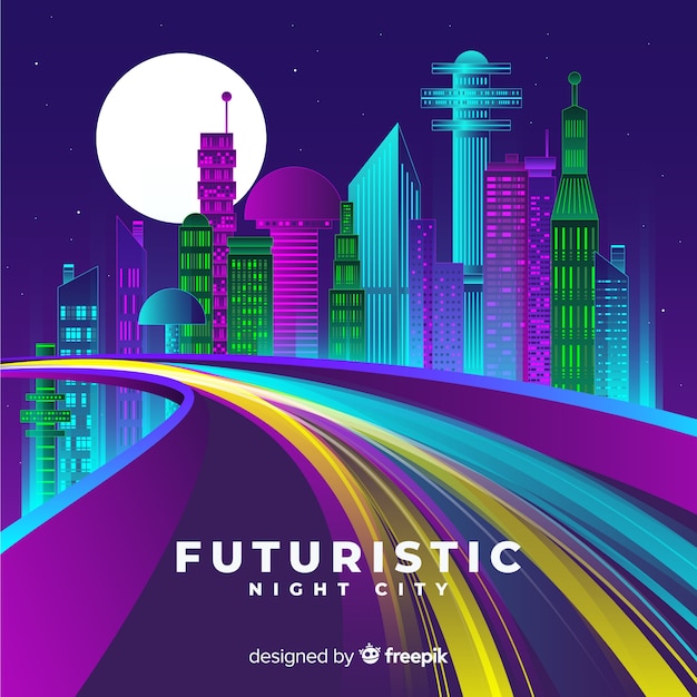 Free vector futuristic city road background