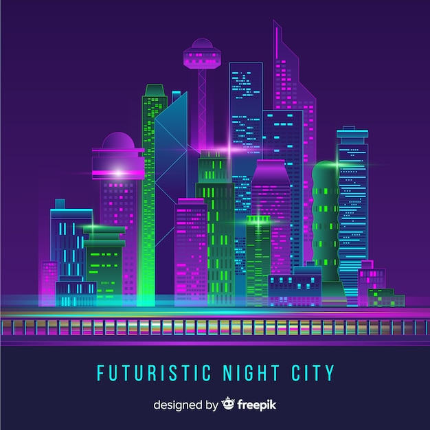 Free vector futuristic city skyline background