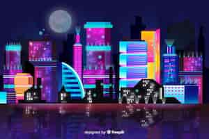 Free vector futuristic city skyline background