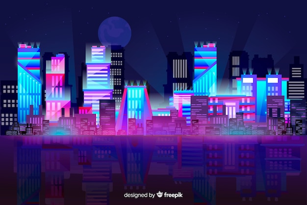 Free vector futuristic city skyline background