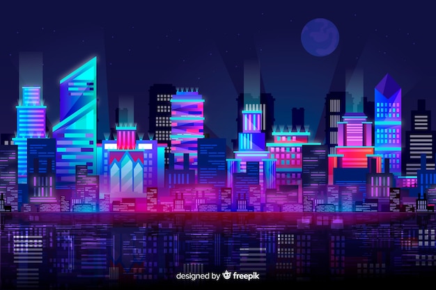 Free vector futuristic city skyline background