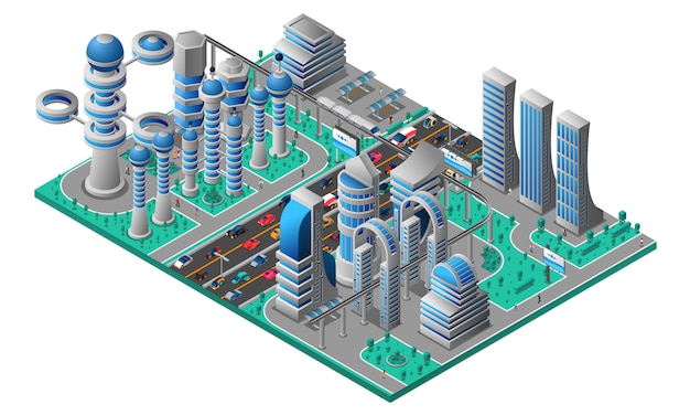 Futuristic cityscape isometric template