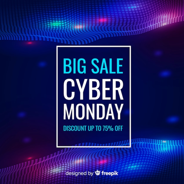 Futuristic cyber monday sale background with neon effects 