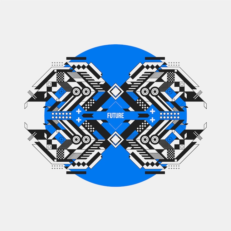 Free Vector futuristic design on blue oval