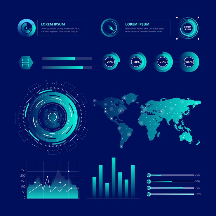 Free Vector futuristic design infographic with statistics