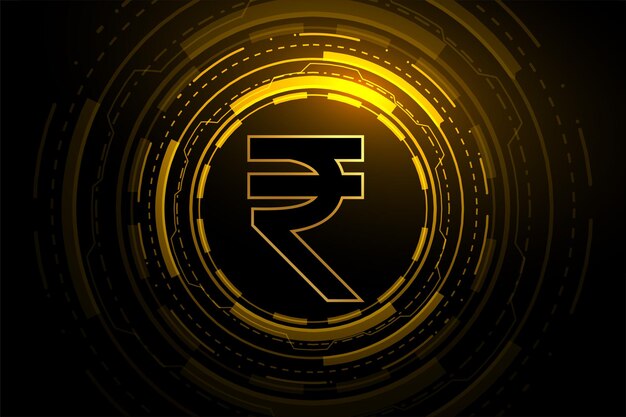 Символ индийской рупии футуристического фона цифровой валюты