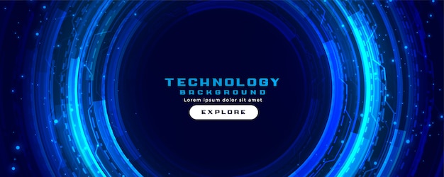 Futuristic digital technology concept banner background in blue colors