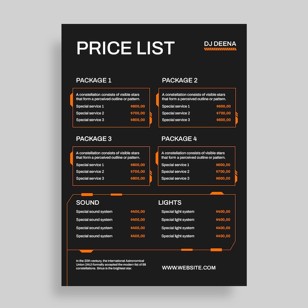 Free vector futuristic dj price list