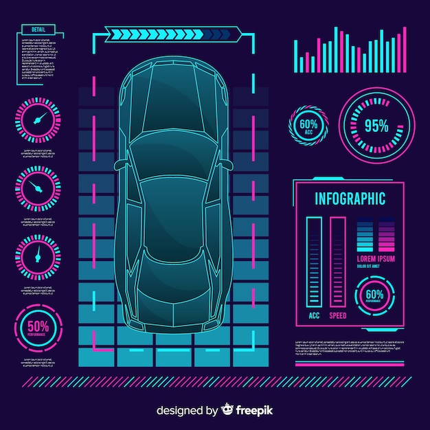 Free vector futuristic hologram of a car