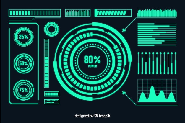 Futuristic hologram infographic element collection