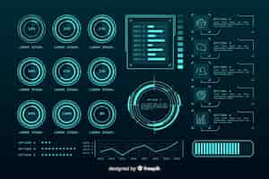 Free vector futuristic holographic infographic element collection