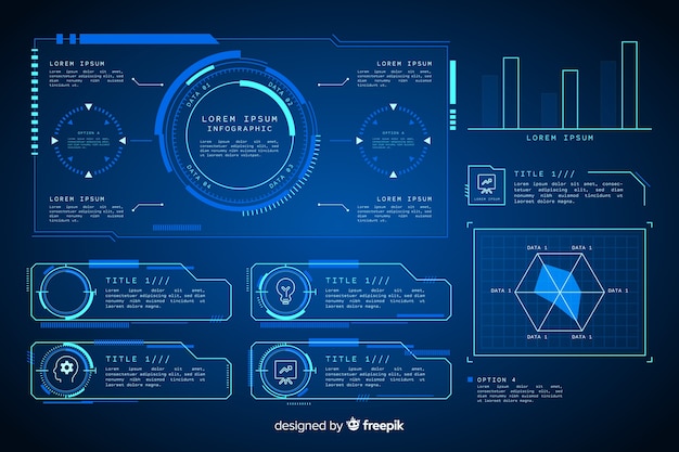 Futuristic holographic infographic element collection