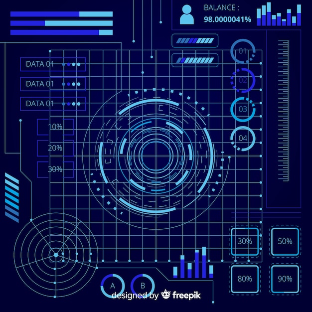 Free vector futuristic holographic infographic element collection