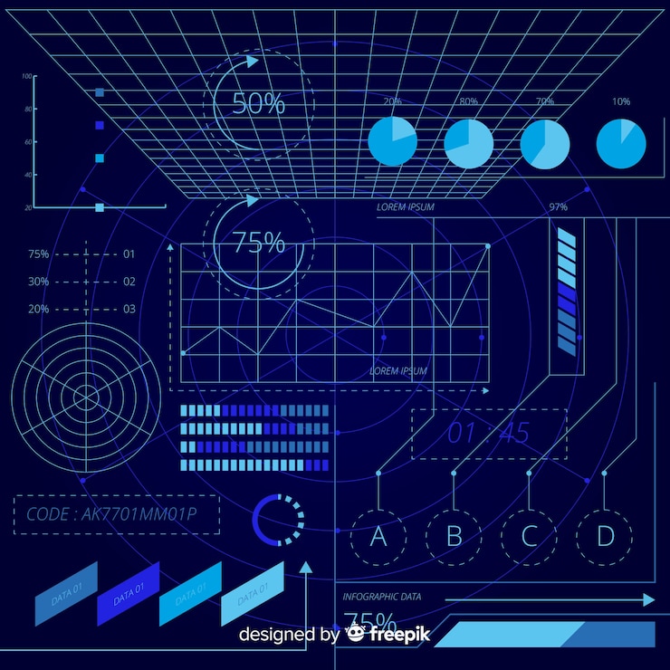 Free Vector futuristic holographic infographic element collection