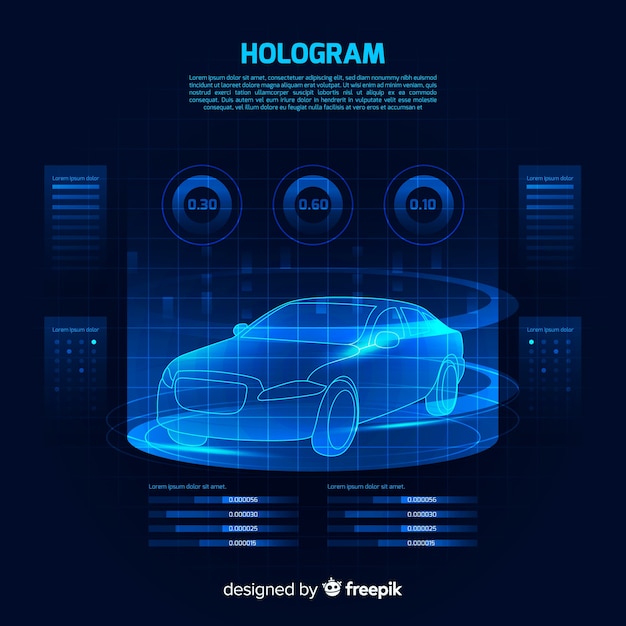 Free vector futuristic holographic interface of a car