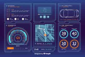 Free vector futuristic holographic interface of a car