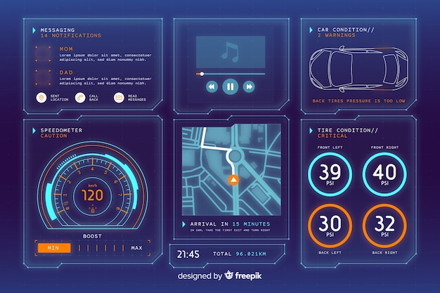 Futuristic holographic interface of a car