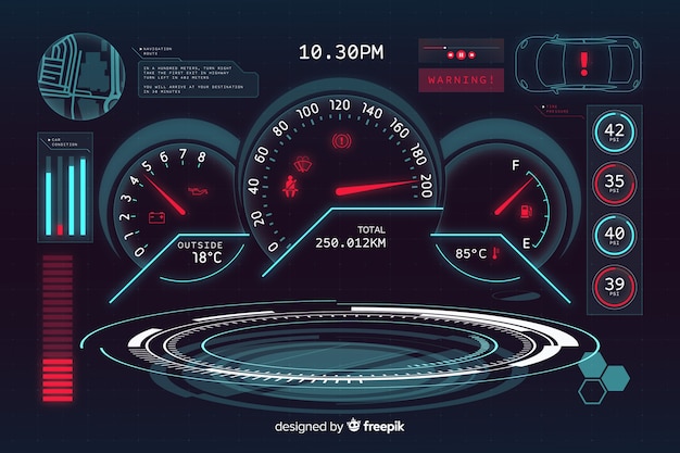 Free vector futuristic holographic interface of a car